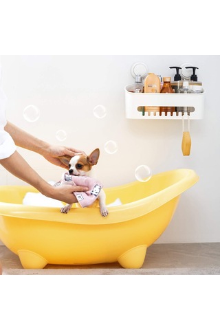 Ranyeek Duvar Takılı Süpürge Kabi, Delme Yok, 10kg Yük Kapasitesi, Su Tüpü Tasarımı, Plastik Ve Pvc Materyal, Beyaz Banyo Dolapı Beyaz