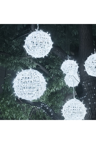 Sekizgen Led 25 Cm Sarkit Yilbaşi Küre Top Dekorati F Aydinlatma Diş Ve I Ç Mekan Uyumlu Beyaz