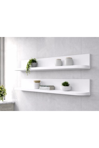 Duvara Monte Katlanır Masa & 2 Li Raf Seti Mat Beyaz 60x90 Cm