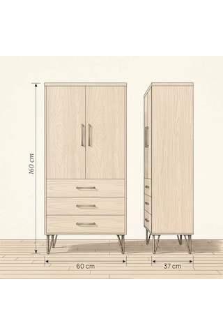 Cape Cod Çok Amaçlı Dolap 60 Cm 2 Kapak 3 Çekmece Soft Beyaz - Çok Amaçlı Banyo Dolabı Bej