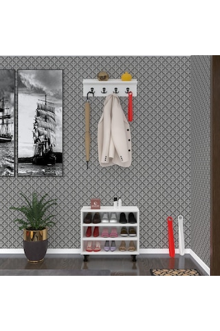 Kenzlife Ayakkabılık Başmak3 Byz 53 060 30 Kapaksız 3 Raflı 9 Çift Ayakkabı Kapasitesi Ahşap