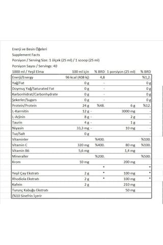 L Carnıtıne 3000g Yeşile Elma/creatine120g Yeşil Elma