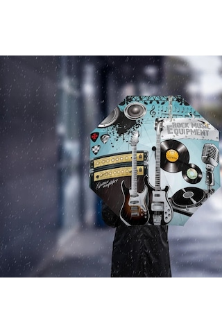 Herşey Nota Gitar Plak Dj Nota Müzik Şemsiye 1087 Çok Renkli