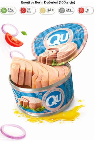 Qu Acılı Ton Balığı 12 x 160 G + Qu Sade Ton Balığı 12 x 160 G
