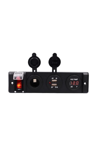 Çakmaklık USB ve Voltmetre Soketi 12V Düğmeli
