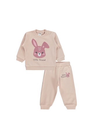 Civil Baby Tavşan Baskılı 6-18 Ay Takım - Pudra