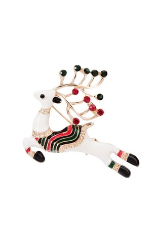 Noel Broş Elk Pin Rhinestone Noel Eleman Broş Pin Takı Pimleri Noel Tatil Partisi Kadınlar İçin Hediyeler Kızlar Çok Renkli