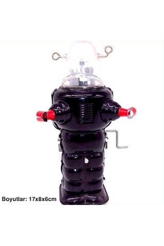 Omeniv Siyah Robot Figür Oyuncak Elle Kurmalı