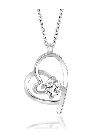 Swarovski Kalp İmza 925 Ayar Gerçek Gümüş Swarovski Zirkon Kolye