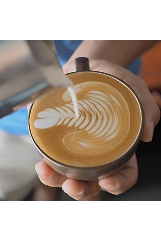 Paslanmaz Çelik Sütlük - Barista Süt Isıtıcı & Köpürtücü Latte Art Pitcher Küçük & Büyük Boy Seçenekli, Ocak Üstü Çelik Süt Potu 550 Ml