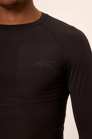 Hnc Sport Kartal Erkek Uzun Kol Tek Kol Dijital Baskılı Compression Fitness Gym Spor Body Tshirt Siyah