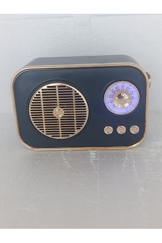 Nostaljik Retro Radio Parlak Kaplama Bluetooth Bağlantılı Hoparlör - Siyah- Tek Ebat