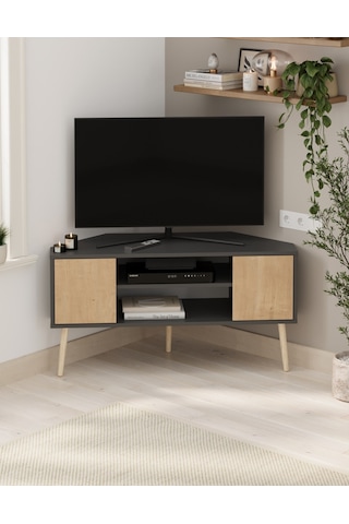 Tv Sehpası 2 Kapaklı Tv Sehpası Tv Ünitesi Televizyon Sehpası Tv Sehpası Kıbrıs Safir Meşe Antrasit Safir Meşe - Antrasit