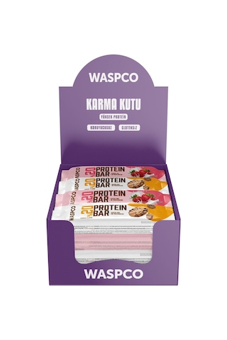 Waspco Protein Bar Karma Kutu 40 G 12 Adet Çilekli Ve Kurabiye Aromalı
