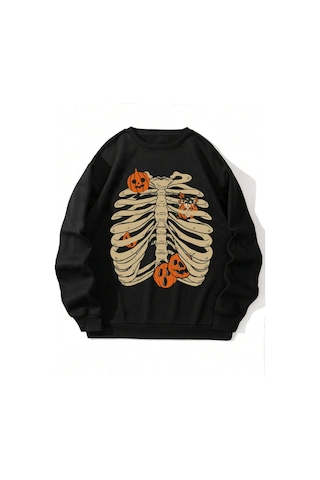 Adrift Coko Serisi Nıtagut Halloween Print Lined Sweatshirt Siyah