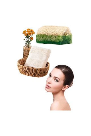 2li Set Doğal Kabak Lifli Keçi Sütü Aloevera Sabun El Yüz Kurulama Hlu Çok Renkli