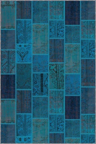 Turkuaz Patchwork Kaymaz Tabanlı Dekoratif Halı Rv225n11