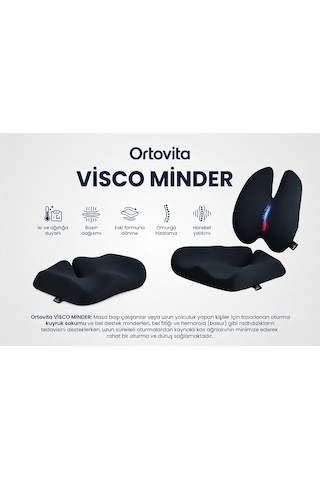 Yeni Nesil Visco Ortopedik Ergonomik Oto Ofis Koltuk Sandalye Bel Destek Minderi Ve Visco Oturma Minderi 2 Li Set Geometrik Siyah