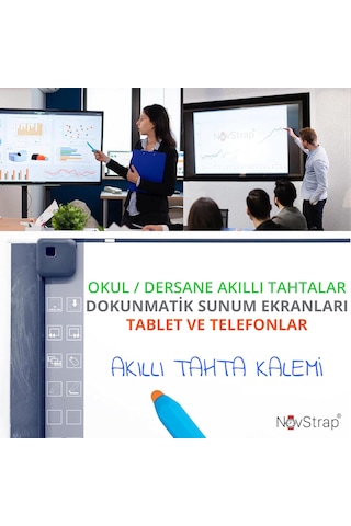 Novstrap Akıllı Tahta Kalemi + 2 Adet Yedek Uç Tüm Tablet Telefonlar İle Uyumlu Dokunmatik Kalem