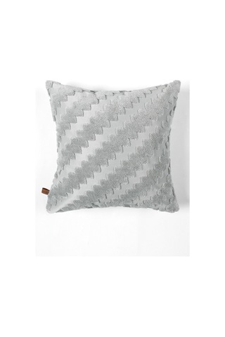 Bohem Özel Tasarım Punch Panç Desen Kare Dekoratif Kırlent Kılıfı 55x55 cm Zigzag Gri