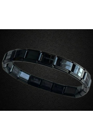 Çelik Bileklik İtalyan Charm Model Unisex Erkek Kadın 3 Mm 18 Cm Siyah Black Siyah