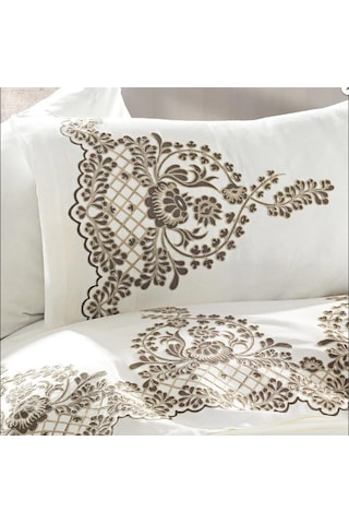 Nazik Saten Nevresim Takımı Çift Kişilik Monza Vizon Diğer