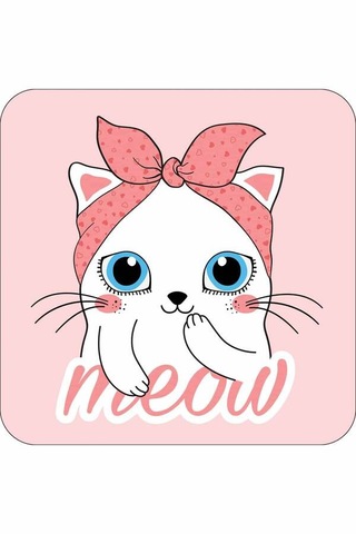 Pembe Kedi Desenli Banyo Halısı Klozet Paspas Seti Bs261n11