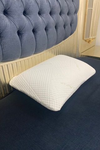 Rudu Hidrojel Hydrogel Kılıf Visco Visko Bütün Sünger Yastık 60x40x15 Cm 1350 Gr Omuz/boyun Destekli Beyaz - Yeşil