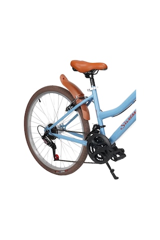 Sarissa Vintage 24" Jant 21 Vites Çelik Kadro V Fren Unisex Şehir Bisikleti Mavi Kahverengi Lastik Mavi