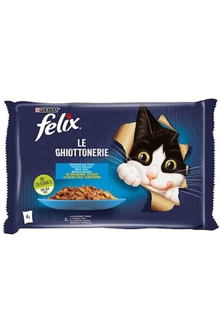 Felix Multipack Somonlu Ve Ton Balıklı Yetişkin Kedi Yaş Maması 4x85 Gr