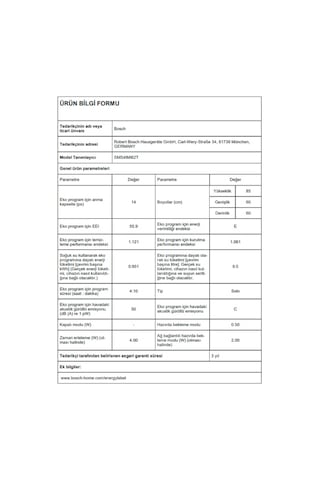 Bosch SMS4IMI62T 6 Programlı 14 Kişilik Bulaşık Makinesi