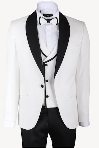 Ysf Erkek Krem Slim Fit Yelekli Çıkma Şal Yaka Damatlık