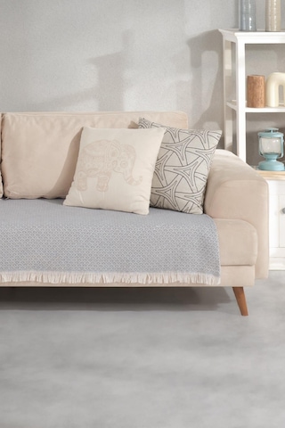 Zeynep Tekstil Halfy Natural Pamuklu Koltuk Şalı Çekyat Örtüsü 100 x 210 CM Gri
