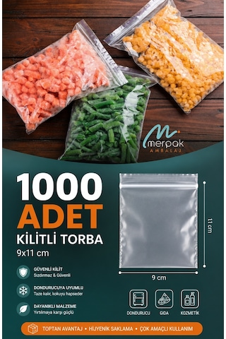 Kilitli Torba 9x11 Cm 1000 Adet Şeffaf Kilitli Buzdolabı Poşet Kına Çerez Poşeti Saklama Poşeti