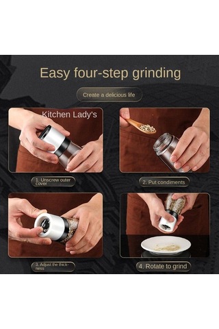 Karabiber Öğütücü Ev Manuel Gül Tuzu Tamamlayıcı Gıda Öğütme Şişesi El Bükülmüş Biber Tozu Şişesi Beyaz 1 Adet