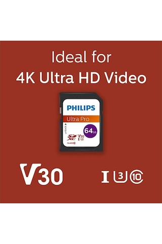 Philips 64gb Sd Kart Ultra Pro V30 Uhs-ı U3 4k Performansı