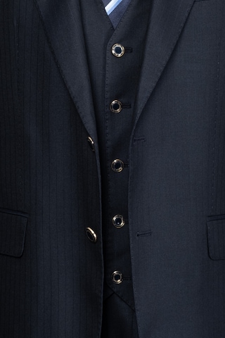 İlayda Emir Luxury, İtalyan Kesim, Slim Fit, Blazer, Çizgili, Erkek Takım Antrasit - Lacivert