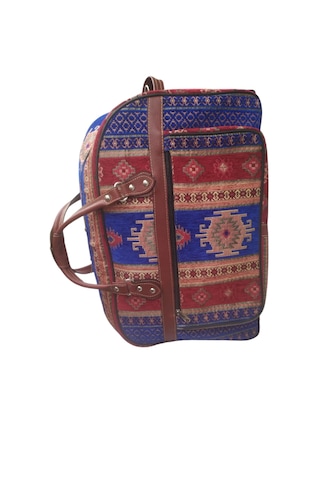 Erkan Çanta Çanta Kilim Desenli Valiz Lacivert - Kırmızı