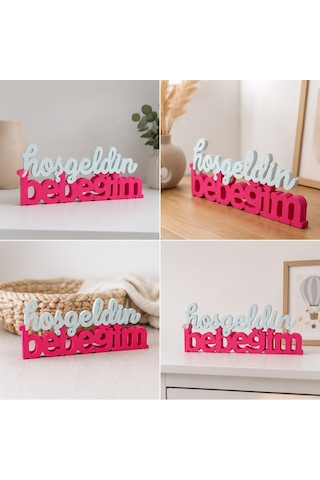 Dekoratif Hoşgeldin Bebeğim Masa Üstü Yazı Bebek Karşılama Süsü