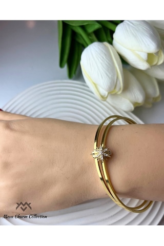 Yıldız Figürlü Zirkon Taşlı Çelik Ajda Charmı / Kolye Ucu Gold