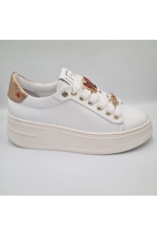Greyder 59273 Beyaz Altın Hakiki Deri Kalın Taban Kadın Sneaker Beyaz