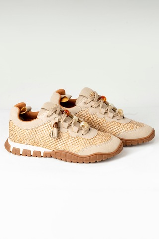 Tw Tonny White Tokyo - 193-1 Kadın Hasır Sneaker Süet Detaylı Boncuklu Calla Bej