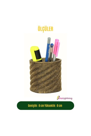 Kalemlik Altın Eskitme Renk Masa Kalemliği Organizer Kalemlik Model 5 Çok REnkli