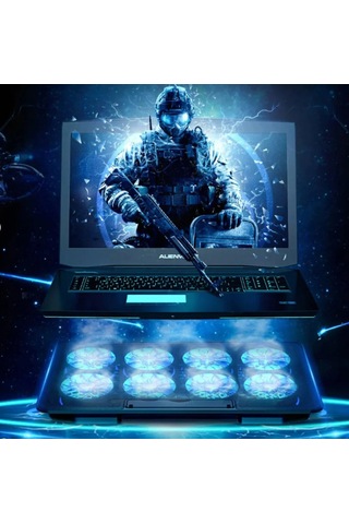 8 Fanlı Rgb Işıklı Gaming Notebook Soğutucu Yükseklik Ayarlı
