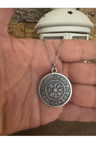 Viking Pusula Madalyon Unisex Kolye Yol Gösterici Ve Güç Sembolü Çok renkli