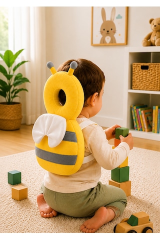 Teknor Bebek Kafa Koruma Yastığı Arı Model 20x30 Ebat Sarı-gri