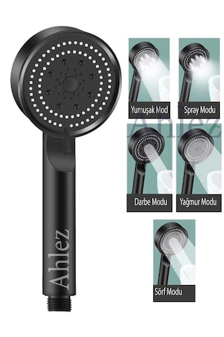 Maxima Siyah 5 Fonksiyon Duş Başlığı Ve Siyah Duş Hortumu Duş Set Siyah