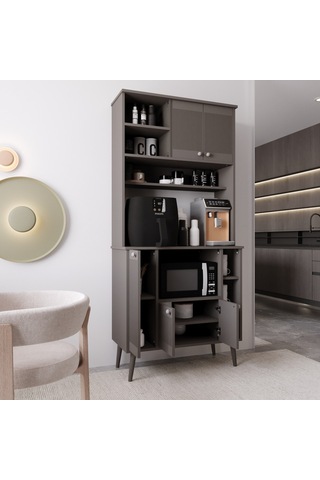 Melura Kahve Köşesi 90 Cm %100 Mdf Çok Amaçlı Dolap Gri