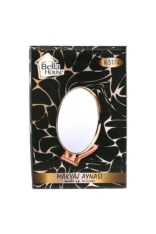 Oval - Bakır 6.5 Inc 16.5x13cm Makyaj Aynası Çift Taraflı Katlanır Ayaklı 4887