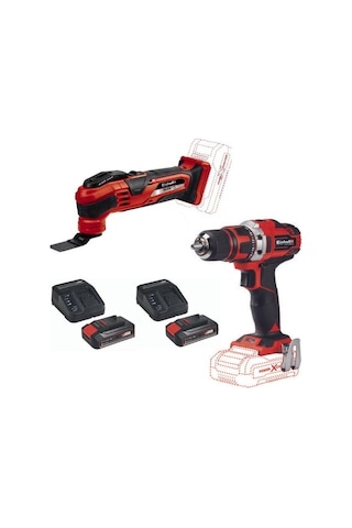 Einhell TE-CD 18/40 Vidalama Matkap + Varrito Raspalama Makinesi + 2 x 2.5 Ah Akülü Set